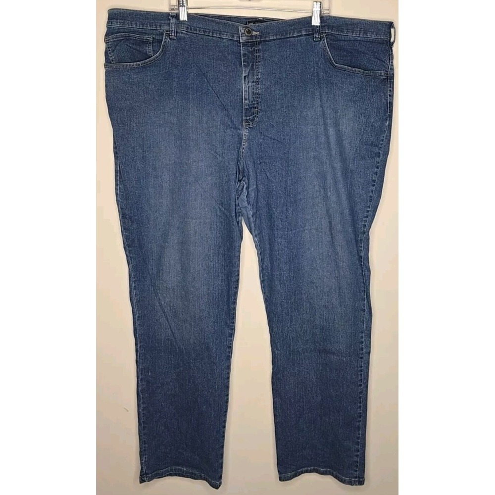Lee Women's Jeans High Rise Straight 26W Stretch Blue Medium Wash‎ Classic Fit